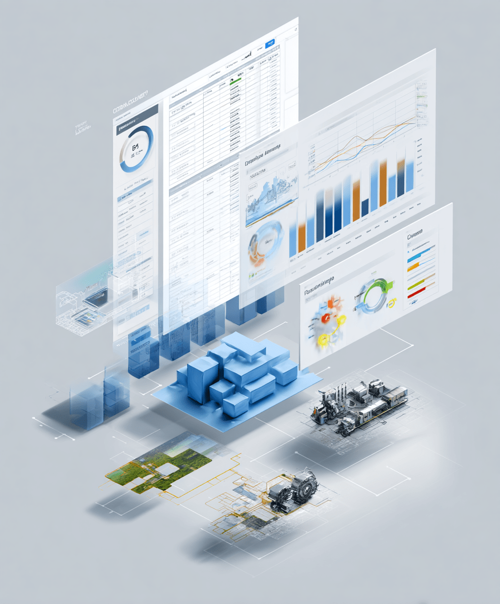 Illustration of data, dashboards and assets